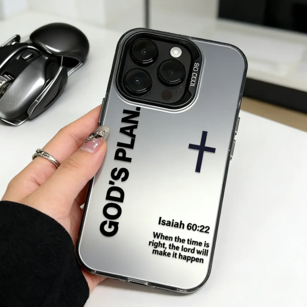 God's Plan Religious Cross Art TPU Laser Craft Portable Cellphone Casing - Anti-Drop Protection Accessory for iPhone 11-17 (Plus, Pro, Max) Devices