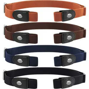 4Pcs No Buckle Belt Women Elastic Stretch, Buckless for Man Comfortable Invisible Belt for Jeans Pants - Home Improvement.