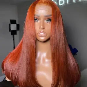 Copper Straight Lace Front Wig - Human Hair, Vibrant Copper Red Tone, 13x4 Lace Front, 180% Density, Tangle-Free & Heat Safe