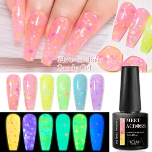 Glow-In-The-Dark Gel Nail Polish, 6 Candy Colors, Luminous & Soak-Off Formula, Ideal for Nail Art Design, Women's Beauty Essential