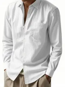 Men's solid-color pocket lapel shirt for Black Friday. This casual and comfortable regular-fit long-sleeved top is suitable for business casual wear and layering. It's perfect for autumn and winter and Men's daily casual wear