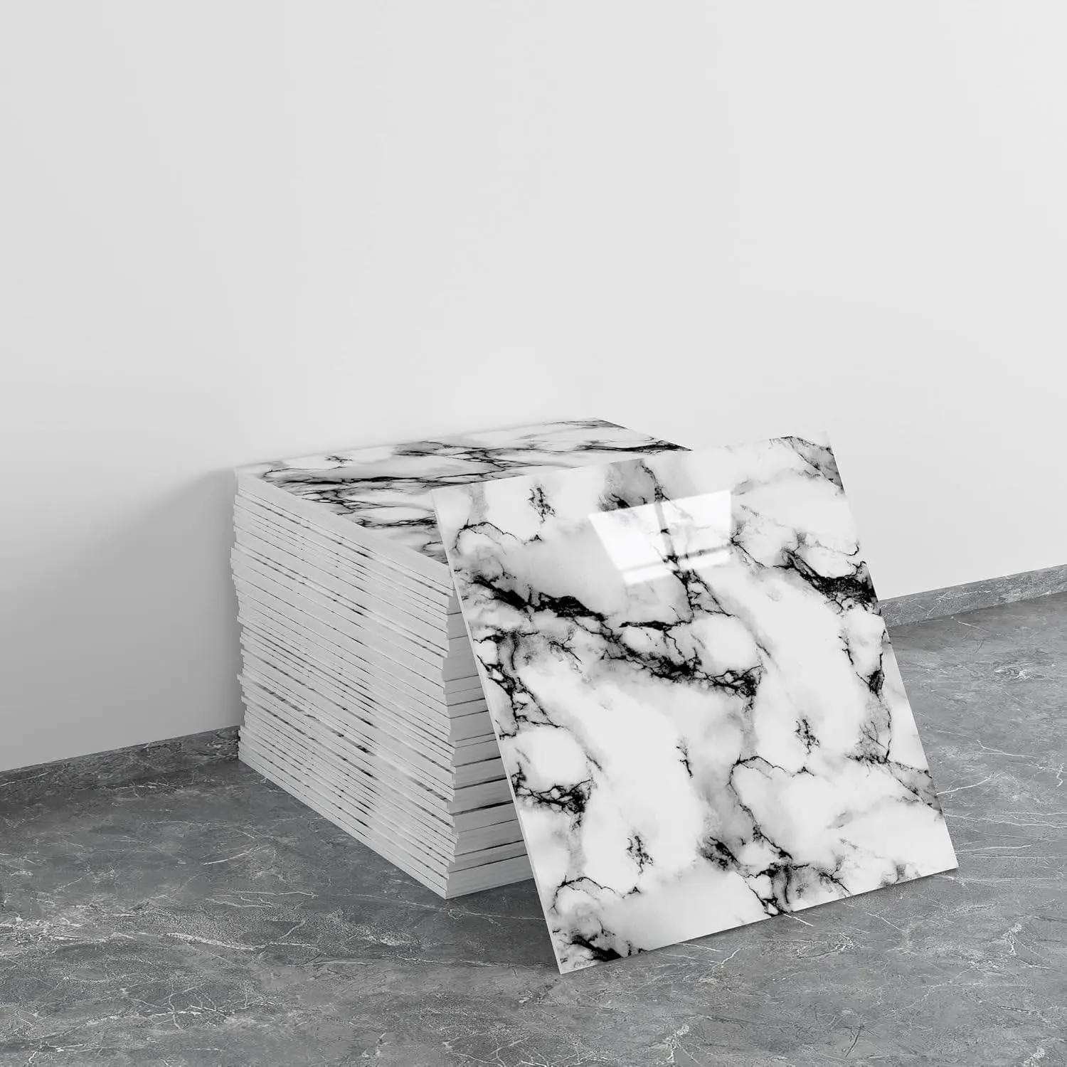 20pcs Marble Pattern PVC Wall Panels, 30x30cm Self-Adhesive Waterproof Wall Tiles, Bathroom Kitchen Decor, 19.4 Sq Ft, Peel And Stick Wallpaper Designs, Stick On Wall Panels