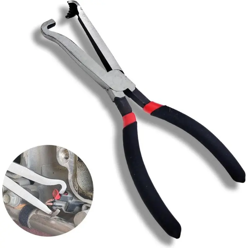8in Rust-Resistant Heavy-Duty Carbon Steel Terminal Remover Pliers - Automotive Repair Pliers with Curved Rake Jaw, Double Durometer Handles, Silver Click-Type Clips, Double Grip, Easy-to-Use Tool Essential for Repairs on Automotive Fuel Injectors