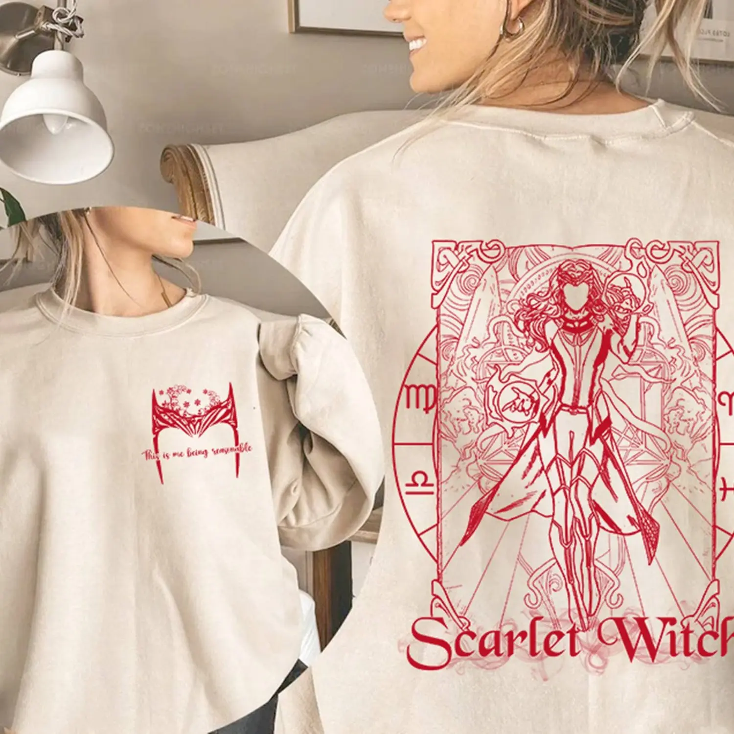 Two-sided Vintage Scarlet Witch Shirt | Wanda Maximoff Shirt | Wandavision Shirt | Avengers Team Shirt | Superhero Shirt