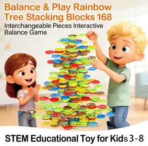 Rainbow Tree Stacking Blocks, 108Pcs/168Pcs Interactive Balance Game, STEM Educational Toys for Kids 3-8, Boost Hand-Eye Coordination & Logic, Fun Gift for Boys Girls