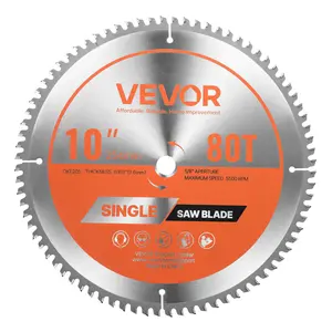 VEVOR Circular Saw Blade,  254 mm Diameter, 80 Sharp Alloy Teeth, 15.875 mm Arbor, Fine Finish, Aluminum Cutting Blade for Circular Saw, with Noise-Reducing Heat Vents, for Cutting Steel and Metal