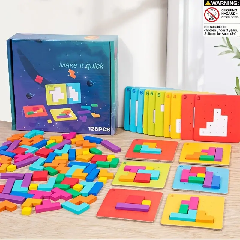 Quick-Thinking Puzzle Blocks, Wooden Brain Teaser Game, Challenge Puzzle Game, Spatial Awareness and Problem-Solving Toy, Educational Birthday Gift, Shape Recognition Puzzles, Wooden Handmade Puzzle