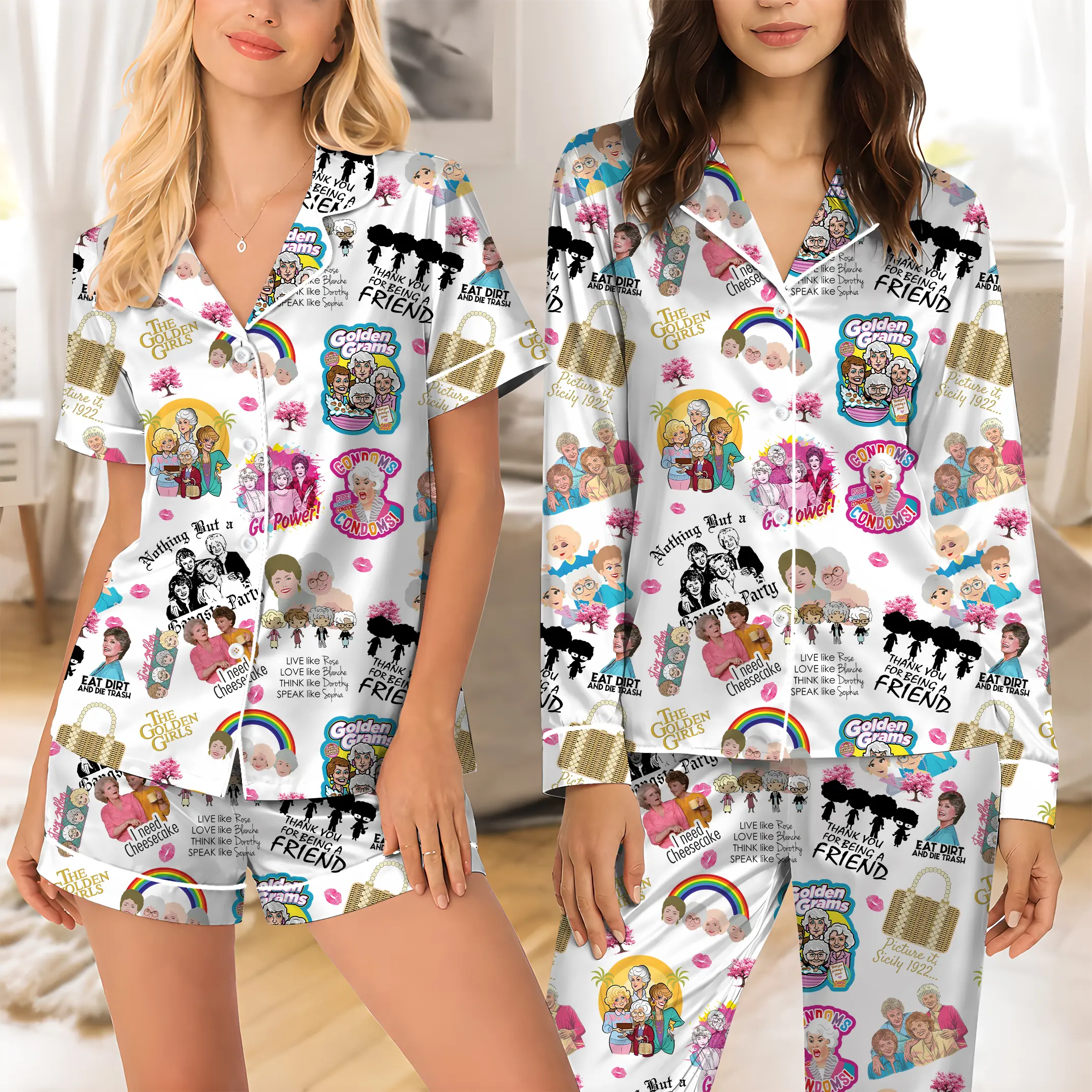 Golden Girl Pajamas Set, 80’s TV Sitcom Women Pajamas, Stay Golden Set, Golden Girls Fan Gift