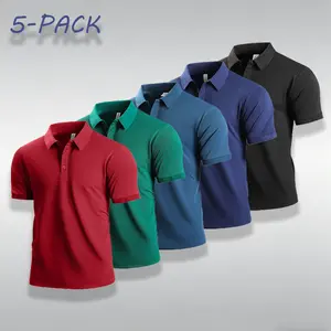 5-Pack Men’s Polo Shirts – Moisture-Wicking, Breathable, Classic Fit for Work and Everyday Wear