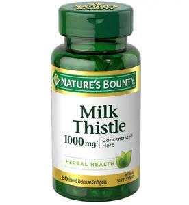 Nature's Bounty Milk Thistle, Herbal Health Supplement, Supports Liver Health, 1000 mg, Rapid Release Softgels, 50 Ct