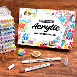 Double-Ended Dual Color Acrylic Markers, Soft Tip Adjustable Stroke, High Coverage Vibrant Colors, Fast Drying Waterproof, Safe Non-Toxic