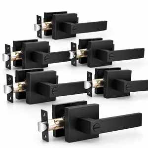 Privacy Door Levers, 6 Pack Matte Black Door Handles Heavy Duty Bed and Bath Door Locks Interior Keyless Locksets, Reversible for Left Right Handed Doors