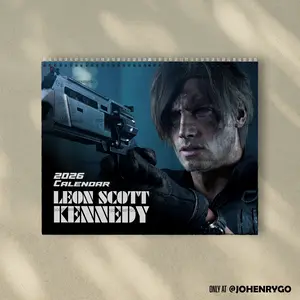 Leon S.Kennedy 2026 Calendar Ver2 - RE Game,  Resident Ev1l Merch for Gaming Fan | Home Decor, Office Decor-New Year Fan Gift, Unique Holiday Gift
