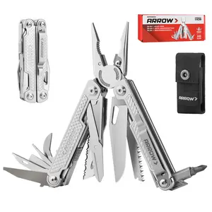 ARROW 20-In-1 Multi Tool Pliers, Gifts for Men Dad, Stainless Steel EDC Multitool with Pocket Knife, Sheath and Pocket Clip, Safety Locks, Multi-Use Tool for Outdoor, Camping, Hiking