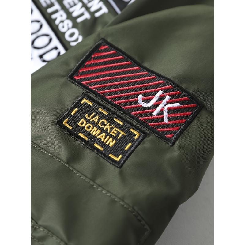 Men's Air Force Themed Letters Embroidery Baseball Collar Jacket, Casual Stylish Long Sleeve Windproof Motor Coat Outdoor Clothes