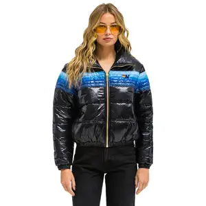 5 STRIPE APRES JACKET - GLOSSY BLACK // BLUE STRIPES