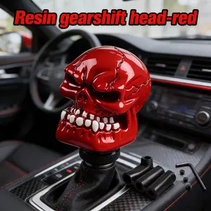 Skull Car Gear Shift Knob, Resin Big Tooth Skull Shifter Handle, Fits Most Manual & Automatic Cars, SUV & Trucks