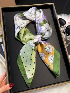 Women's Floral Print Square Scarf, Fashionable Soft Comfortable Scarf for Daily Wear, Casual Versatile Scarf for Women