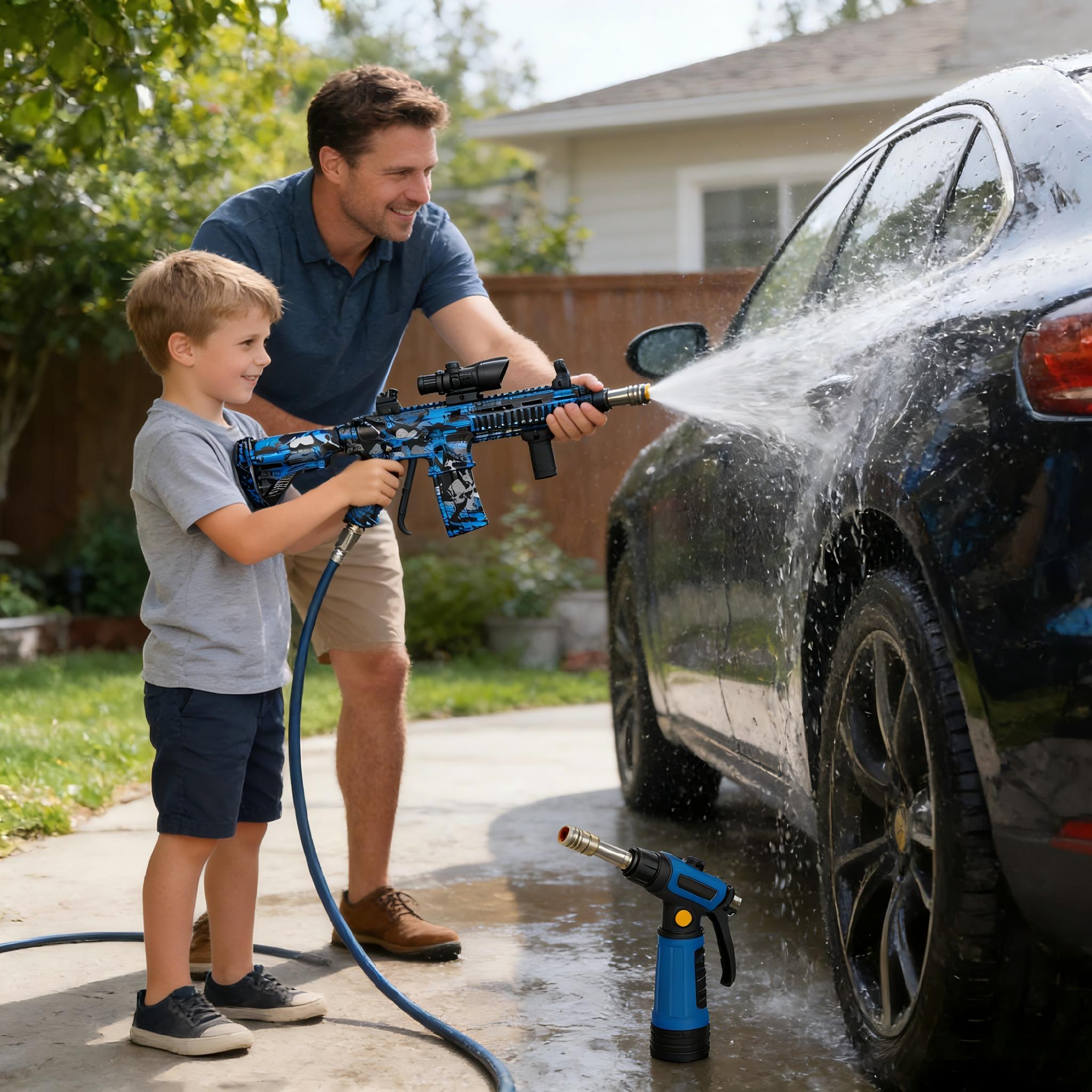 Mr IRONSTONE High Pressure Washer Gun with 3/8'' Quick Connector, Swivel Car Washer Gun Toy with 5 Pressure Washer Nozzle Tips & charing Station & Filter, Men's Gift, Father's Day Gift