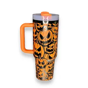 Jack O Lantern Tumbler - Laser Engraved, Perfect for Halloween - Drinkware, Bottle