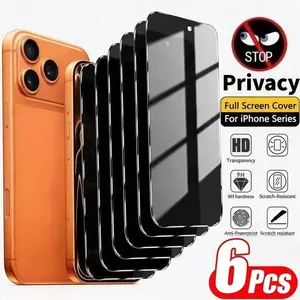 6-Piece Privacy Screen Protector Film Set for iPhone Models, Cellphone Accessories, 9h Hardness Tempered Glass, Full Coverage Anti-Scratch Protection