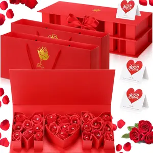2 Sets Mother's Day Mom Flower  Box with 18'' x 7.7'' x 2.7'' Empty MOM Letter Shaped Box  Bags Greeting Cards for Mother's Day Birthday Flower and Arrangements(Red)