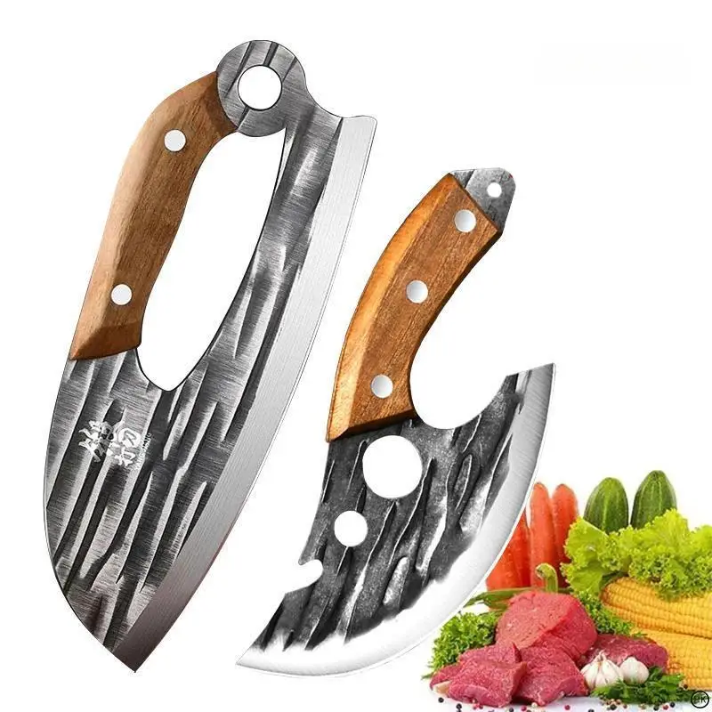 Stainless Steel Meat Cutting Knife Set, 2 Counts/set Durable Bone Cutter, Multipurpose Precision Cutting Knife for Home Kitchen, Stainless Steel Knive
