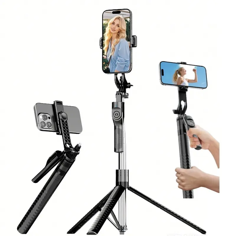 74‘’ Phone Tripod & Selfie Stick, Portable All-in-One Extendable CellPhone Stand with Wireless Remote, Compatible with iPhone, Samsung, Android Phones and Cameras Cellphone