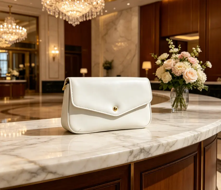 Cream White Monogram Envelope Crossbody Bag, Inspired Summer Shoulder Purse, Lightweight Flap Bag for Vacation & Brunch