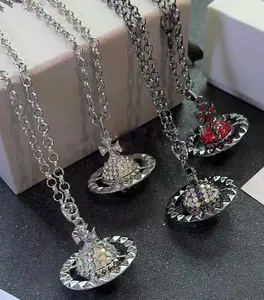 Y2K Style Queen Mother West Full Diamond Series 3DPlanet Necklace & Bracelet Premium Titanium Alloy Ideal for Daily Wear & Parties Durable Alloy Fashion Accessory
