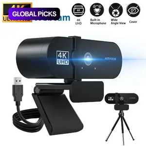 4K/2K Auto Focus Webcam with Noise-Canceling Mic, 110° Wide Angle, Rotatable Tripod & Privacy Cover | Plug & Play USB Computer Webcam for PC/Laptop, Zoom/Teams/ Autofocus Webcam #GLOBAL PICKS