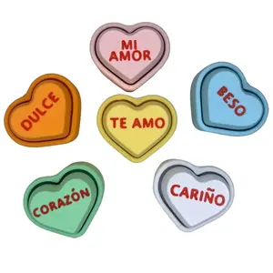 Spanish Conversation Hearts Mini Fidget Clicker Set of 6 Valentine's Day Couples Weddings must have toy