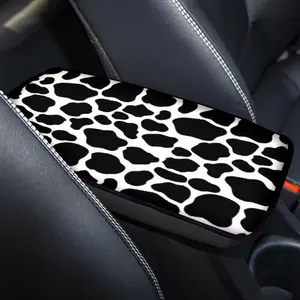 and Cow Print Car Armrest Box Cover Pad, Universal Auto Interior Decor Accessory, Soft Polyester Material Fits Most Vehicles