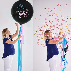Gender Reveal Balloon Set, 1 Set 36 Inch Latex Balloon with Confetti, Party Balloon for Baby Shower Birthday Party Decor
