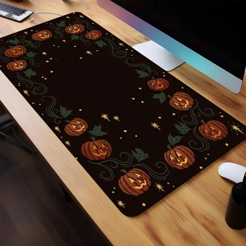 Pumpkin Pattern Mouse Pad, 1 Count Anti-slip Rubber Base Mouse Pad, Rectangle Gaming Mouse Pad, Office Desk Keyboard Mouse Mat, Aesthetic Desk Accessories, Desk Mats for Home Office Game Room, Halloween, Fun Desk Accessories