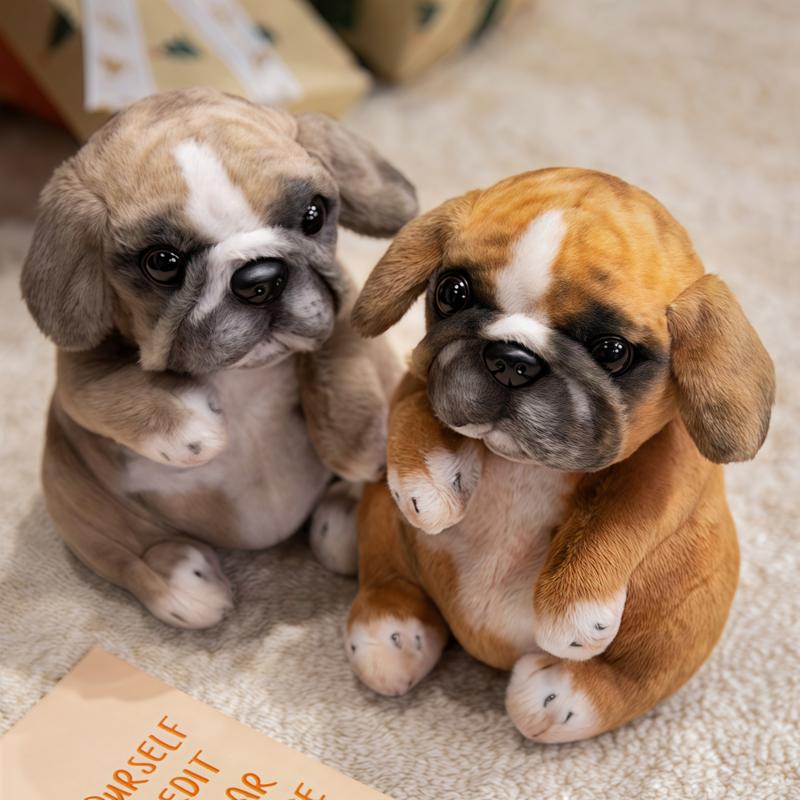 Realistic Bulldog Plush Toy, Stuffed Animal, Soft Fabric Dog with Expressive Eyes and Ears, Realistic Fur Texture, Warm Companion Gift
