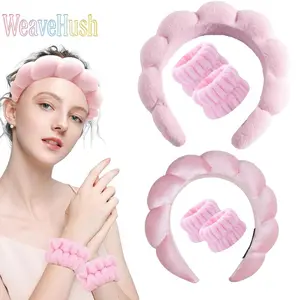 Girls' Twist Sponge Headband - High-End Towel Cloth High Cranial Top Hair Hoop, Non-Slip Face Wash & Makeup Hair Accessory Set, Soft Fluffy Daily Use
