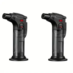 2 pack, Torch Lighter, Butane Refillable Jet Flame Torch Lighter, Windproof, Safe, Multi-Purpose Lighter for Candles, Fireplace, Campfire, BBQ (butane free)