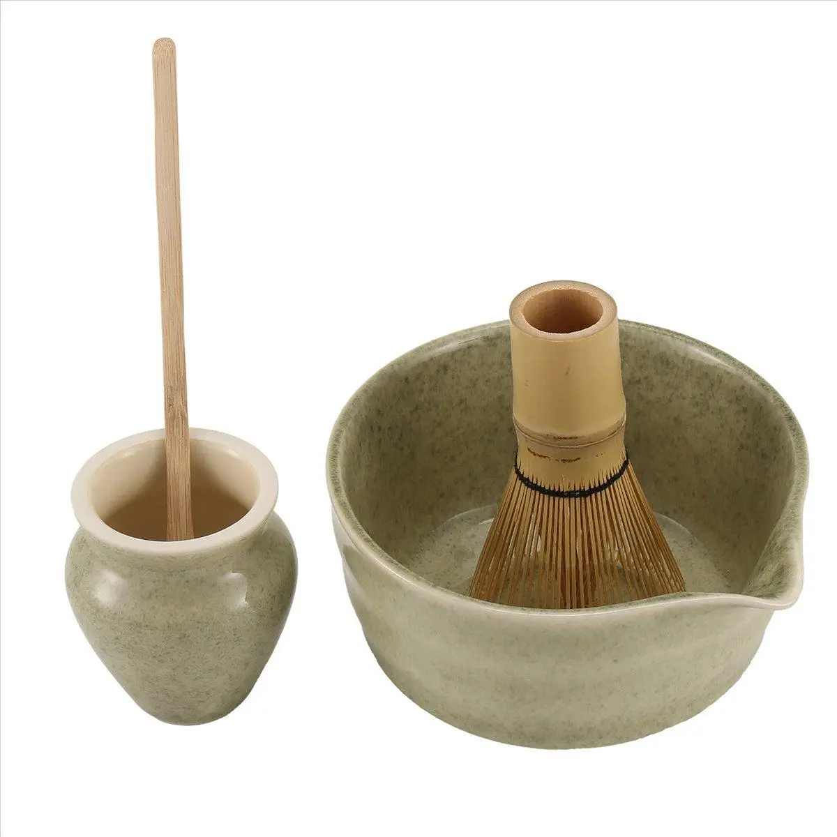 Matcha Set, Japanese Tea Set Includes Matcha Bowl with Spout, Matcha Holder, Bamboo Matcha and Bamboo Scoop