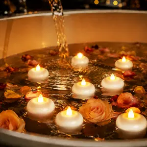 24Pack 2” Flameless Led Floating Candles, 200 Hour Plastic Battery Operated Flickering Waterproof Tealights for Cylinder Vases, Centerpieces at Wedding, Party, Pool, Holiday summerwins