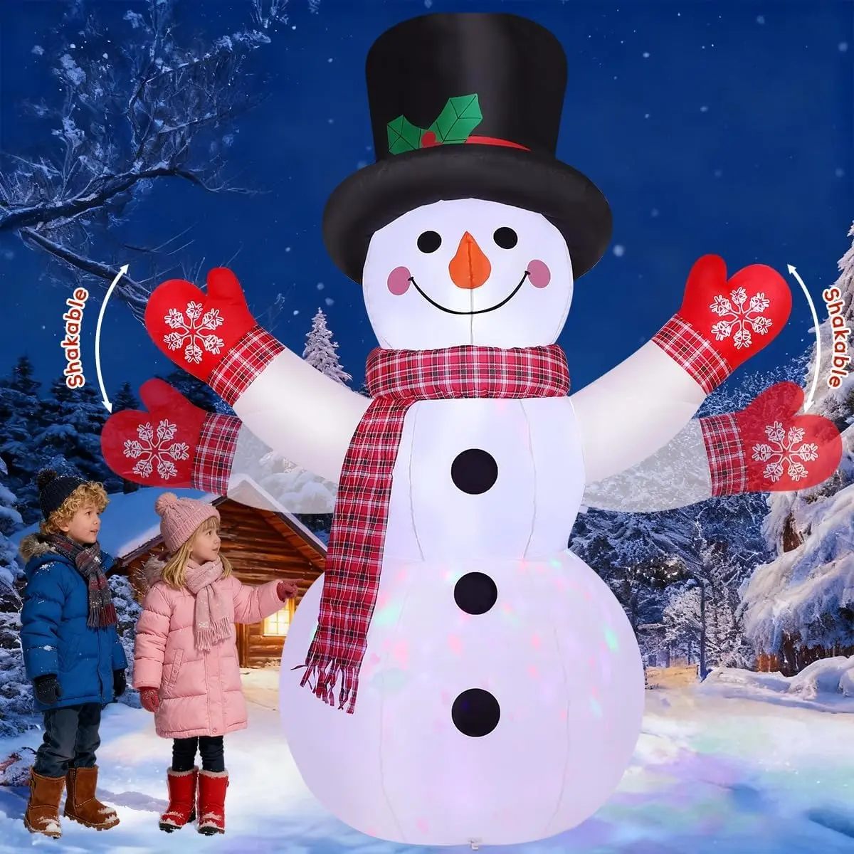 Christmas Decorations  Snowman Inflatables Outdoor Decorations Shaking Hand Blow ups with Built-in LEDs for Yard Party Lawn Decor