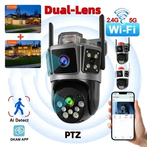 Dual Lens 3-Scene WiFi Security Camera, 355° PTZ. Features color night vision, AI human detection & alarm. Ideal for monitoring elders, kids and pets. Supports WiFi link, APP remote control and cloud storage for home safety.