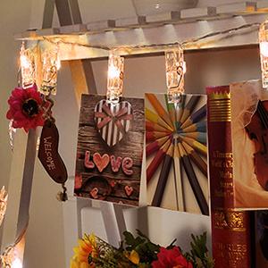 10ft 20 Photo Clip String Lights, Fairy Lights Battery Operated with Clips for Hanging Pictures Cards, Bedroom Wall Decor Party Wedding Home Halloween Christmas Decorations, Warm White