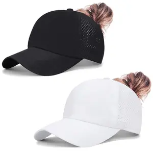 2 Packs Women's Criss Cross Ponytail Baseball Cap - High Messy Bun Ponycap, Quick Drying Mesh Outdoor Sports Travel Hat for Active Lifestyle & Comfort
