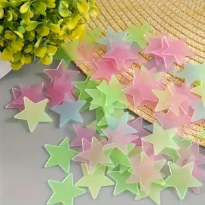 Glow-in-the-Dark Star Stickers - 100 Pcs Mixed Colors