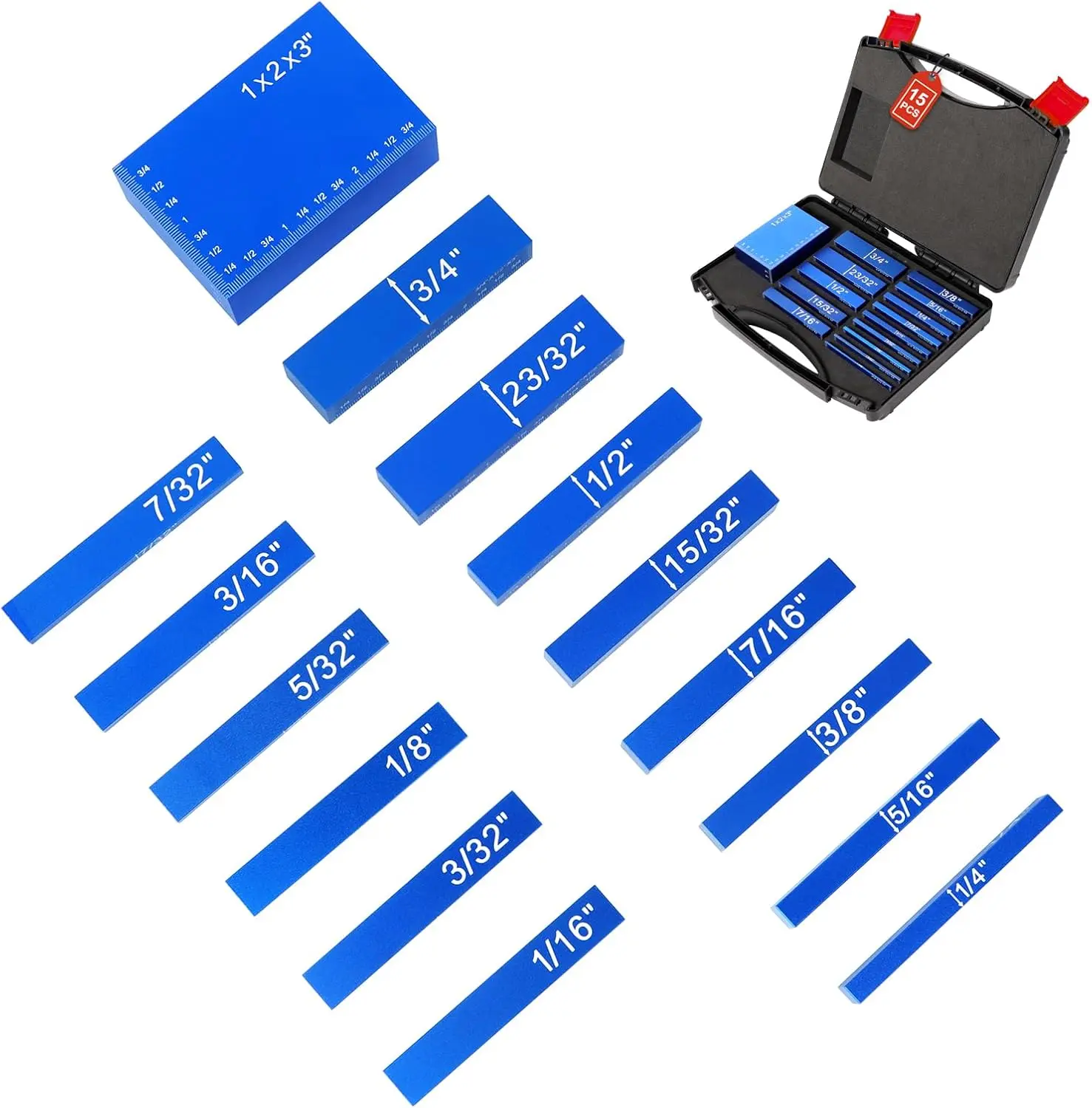 Setup Blocks-15 Pcs  Precision Height Gauge Set for Router and Table  Woodworking Set Up Accessories,Blue