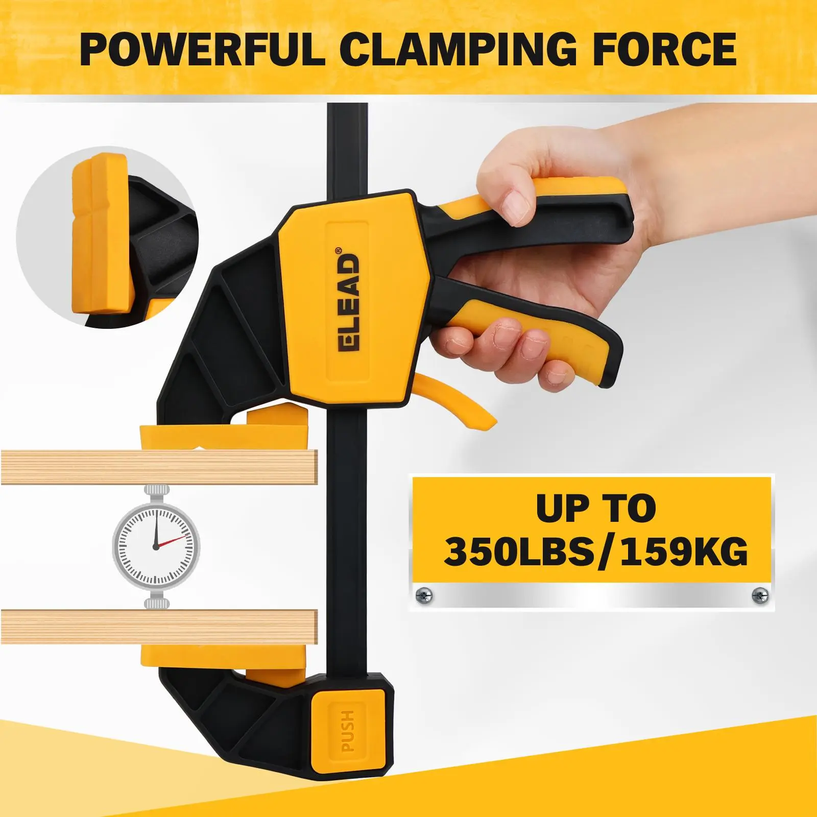 12-Inch Bar Clamp Set with Leveling Block Clamp, 3-Pack Quick-Release Wood Clamps/Spreader, One-Handed F Clamp350LBS Load Limit, Light Duty Woodworking Clamps for Table Wood Working