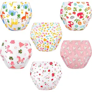 Baby Cotton Training Pants 6 Packs Toilet Training Underpants Absorbent Toddler Potty Training Underwear 2T-5T