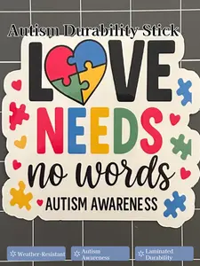Autism Awareness 4'' Laminated Sticker for Outdoor Durability Weather-Resistant Autism Awareness Sticker