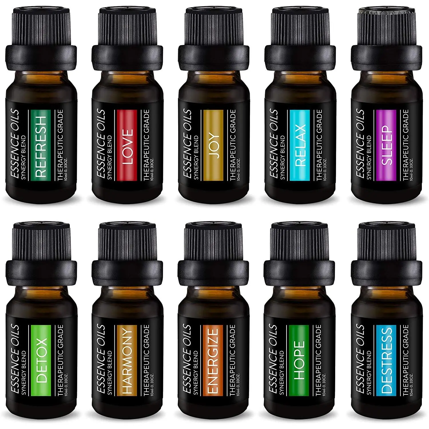 10-Piece Set of Essential Oil Synergy Blends for Mind, Body and Spirit Wellness - by Pure Daily Care 10-Piece Set of Essential Oil Synergy Blends for Mind, Body and Spirit Wellness - by Pure Daily Care